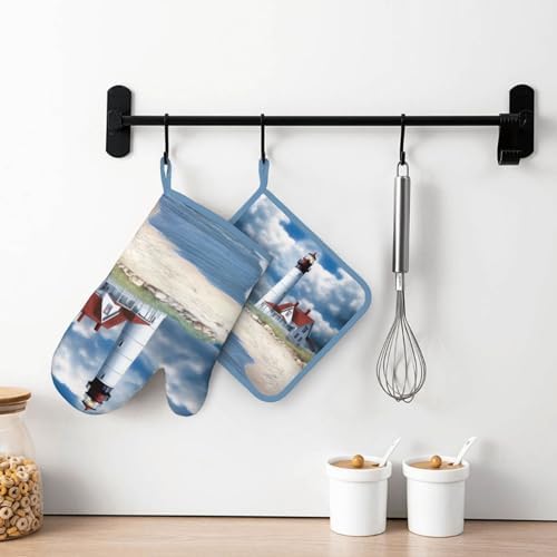 Oven Mitt Potholder Set - Denim Design Heat Resistant waterproof