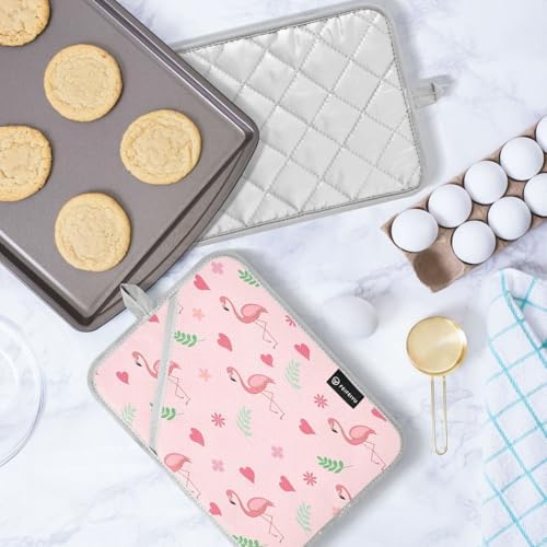 Bright Pink Flamingo Potholders Heat-Resistant Oven Mitts for Cooking Baking