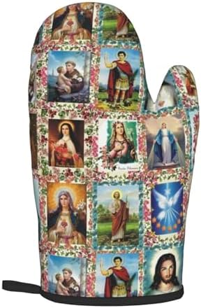 Catholic Saints Oven Mitts Pot Holders Heat-Resistant Fasty Functional