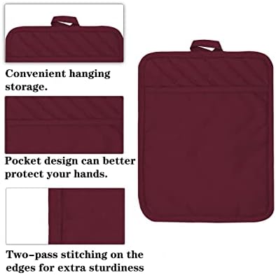 7x9 Red Oven Pot Holder with Pocket Heat-Resistant Cotton Potholder