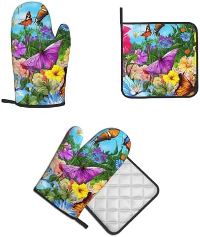 Cute Bird Flower Printed Oven Mitts Potholders