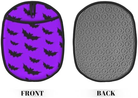 2PCS Cute Bats Halloween Oven Mitts with Pocket and Hanging Loop
