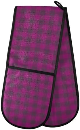 Violet Buffalo Plaid Halloween Oven Mitts