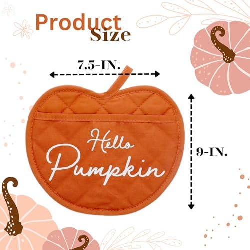 A1U Orange Pumpkin Shaped Oven Mitt Set of 2