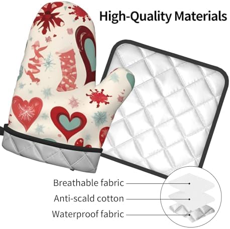 Perfect Heart-Shaped Oven Mitts and Pot Holders 2-Pack