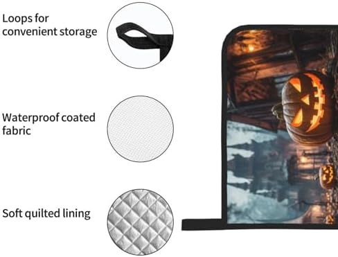 Halloween Pumpkins Print Oven Mitts and Pot Holders Set for Kitchen Use