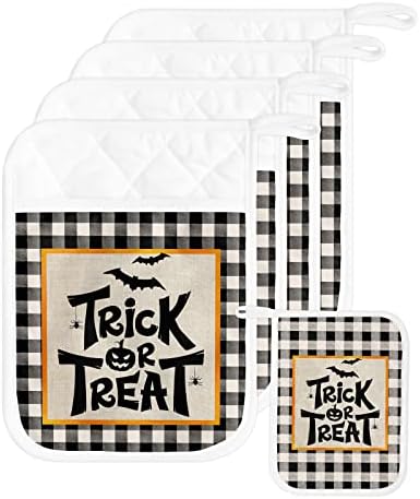 Happy Halloween 5PCS Pot Holders with Pockets and Loops
