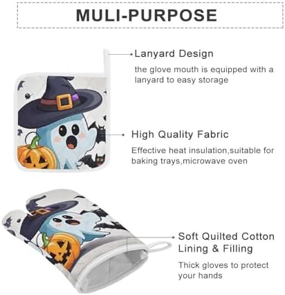 scematician Halloween Ghost Oven Mitts Set Cooking Comfort You Can Count On
