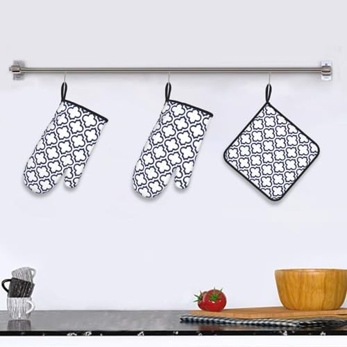 Jinoarob 3-Piece Oven Mitt and Pot Holder Set Heat Resistant Kitchenware