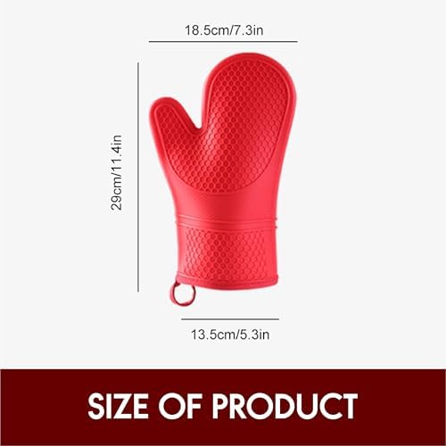 Set of 2 Silicone Oven Mitts with Waterproof and Non-Slip Design