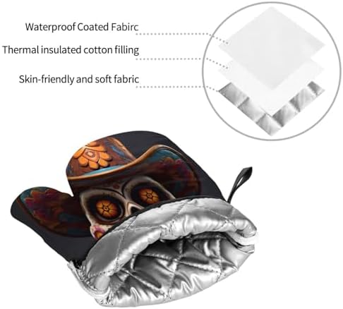 Halloween-Oriented Heat-Resistant Oven Mitt Set for Kitchen Use