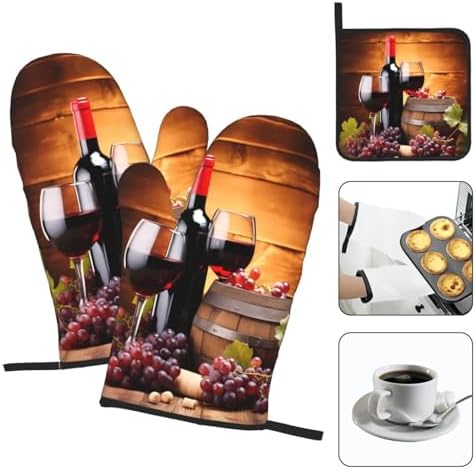 DXTKWL Heat-Resistant Oven Mitt Set for Grilling Cooking