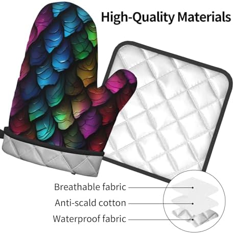 Quopvn Dragon Scale Printed Oven Mitts Pot Holders 2PCS Set