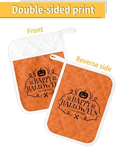 Halloween Pumpkin Orange 5PCS Pot Holders with Pockets and Loops