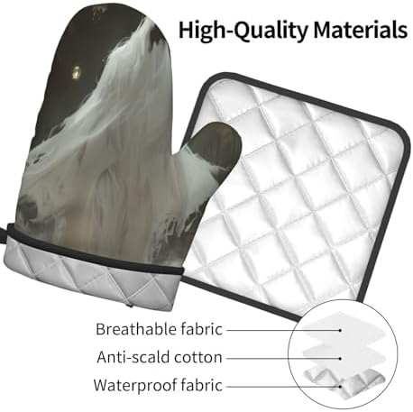 Oven Mitts Set Ghostly Heat Resistant Halloween Decor