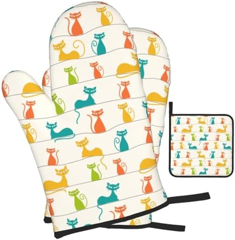 LANAIQO Mid Century Modern Oven Mitts Set 3 Piece 1