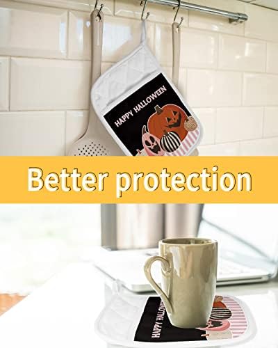 5PCS Halloween Orange Potholders for Kitchen Use