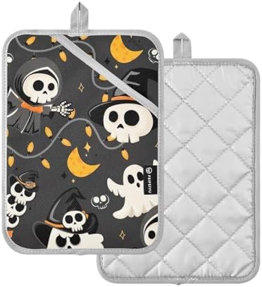 GAIGEO Halloween Skeleton Witch Potholders Set