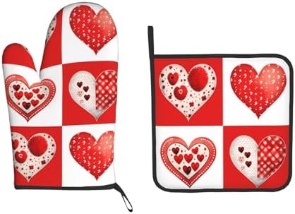 Valentines Day Love Oven Mitt and Pot Holder Set