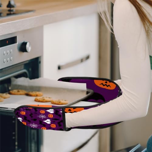 Halloween Pumpkin Double Oven Mitt Heat Resistant Kitchen Gloves