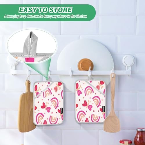 KCLDECI Butterfly Rainbows Hearts Potholders 2-Pack