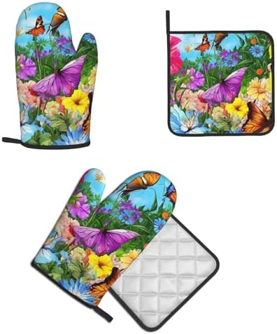 Cute Bird Flower Printed Oven Mitts Potholders