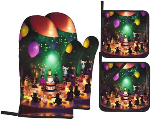 Halloween Party Oven Mitts Heat-Resistant Waterproof Durable