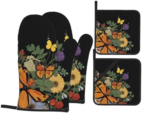 Beautiful Butterfly Oven Mitts Set