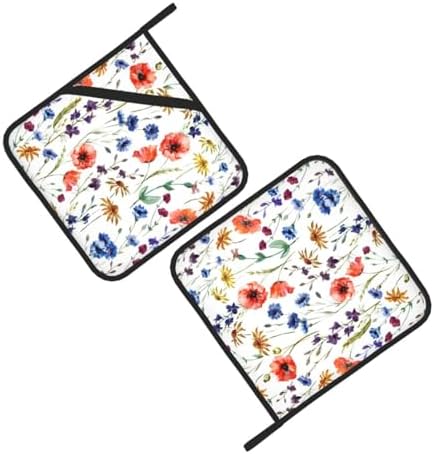 Perfectly Padded Heat-Resistant Potholders Poppy Wildflowers