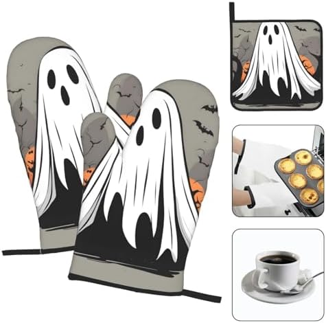 Halloween-Themed Durable Oven Mitts Set