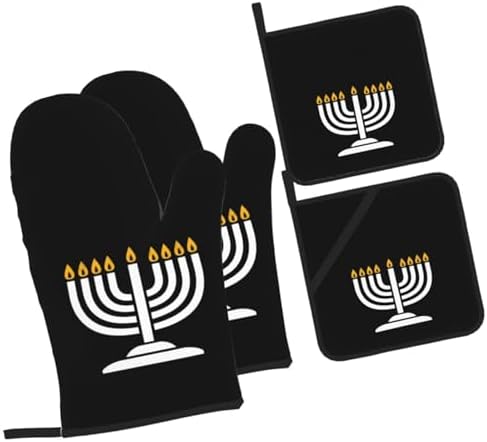 Happy Hanukkah Oven Mitts and Pot Holders Set 4 PCS 1