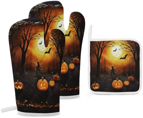 3-Piece Halloween Party Oven Mitts Pot Holders Set