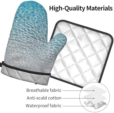 Clear Sea Water Oven Mitt Pot Holder Set