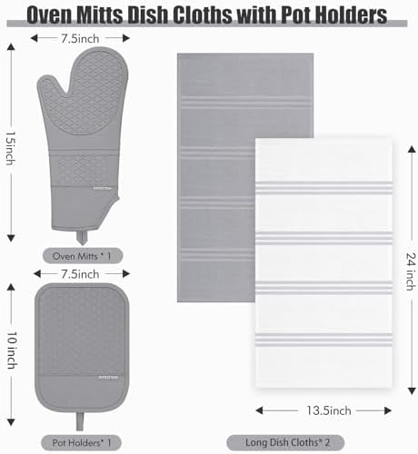 Safe Heat-Resistant Pots and Oven Mitts Set