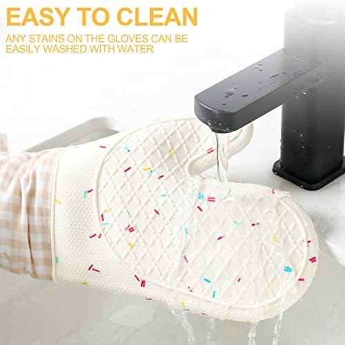 2-Piece Silicone Oven Mitts Waterproof Heat Resistant 500