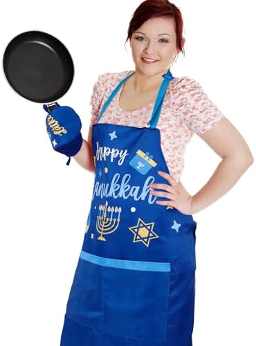 Ziliny Hanukkah Apron Mitts Towels Set for Kitchen