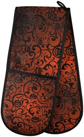 Fygkptb Halloween Black Flowers with Pumpkins Double Oven Mitts
