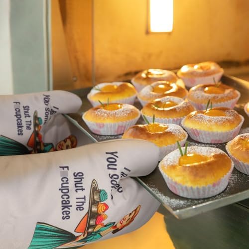 Funny Oven Mitts for Women with Shout the Fucupcakes Text