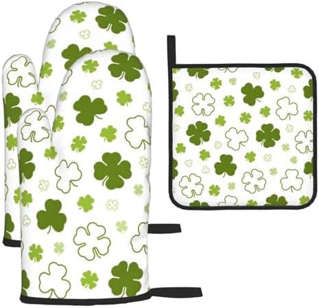 St Patricks Day Heat-Resistant Oven Mitts Poholders Set