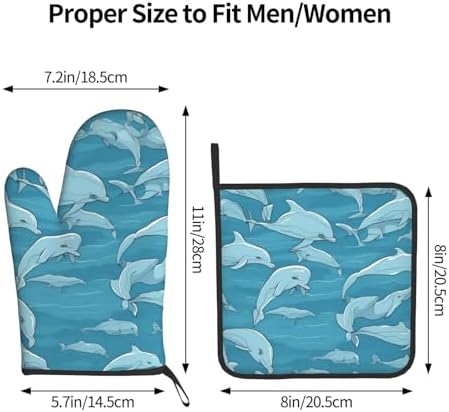 Dolphin Printed Oven Mitts Non-Slip Potholders for Kitchen Expert Needs