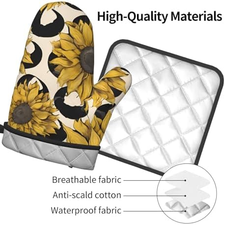 Sunflower Oven Mitts Set - 2-Piece Heat-Resistant KitchenP_globes