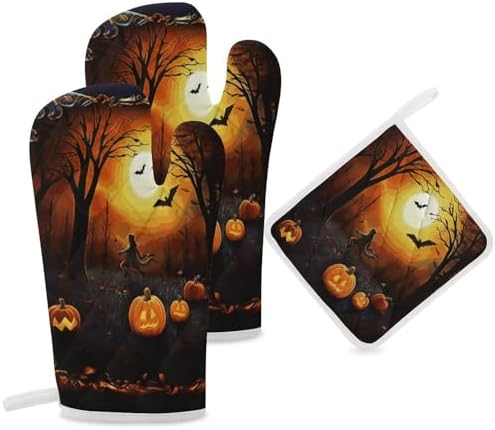 3-Piece Halloween Party Oven Mitts Pot Holders Set