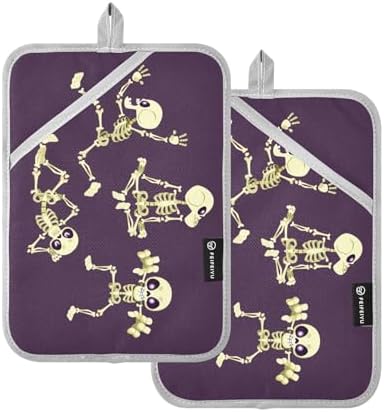 2-Piece Spooky Halloween Skeleton Pot Holder Set