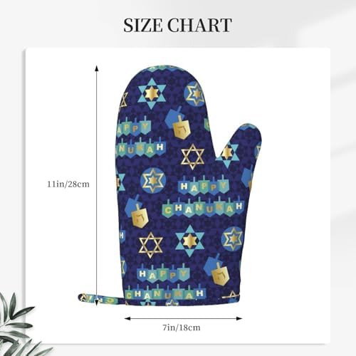 Happy Hanukkah Oven Mitts with Silicone Palm