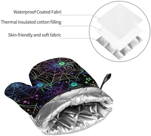 Halloween Psychological 4-Piece Oven Mitts Set for Kitchen