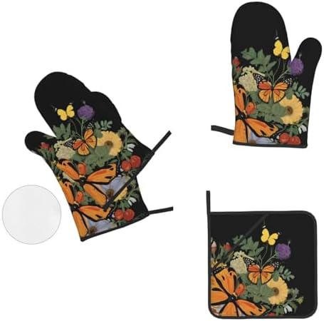 Beautiful Butterfly Oven Mitts Set