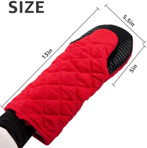 Versatile Heat-Resistant Red Silicone Oven Mitts for Baking Cooking
