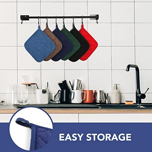 Joy Halo - Potholders Clearance - Heat-Resistant Kitchen Pots - Dark Blue Set of 5
