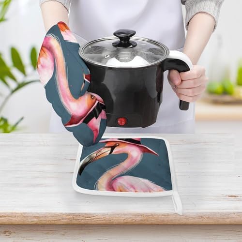Halloween Flamingo Oven Mitts Set