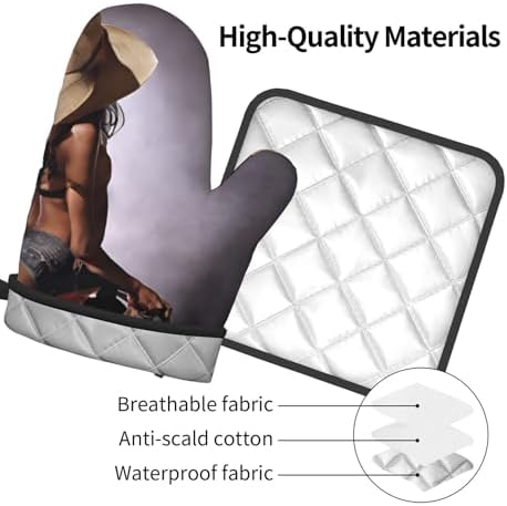 Quopvn Oven Mitts Pot Holders 2PCS Set Non-Slip Heat Resistant Kitchen Gloves